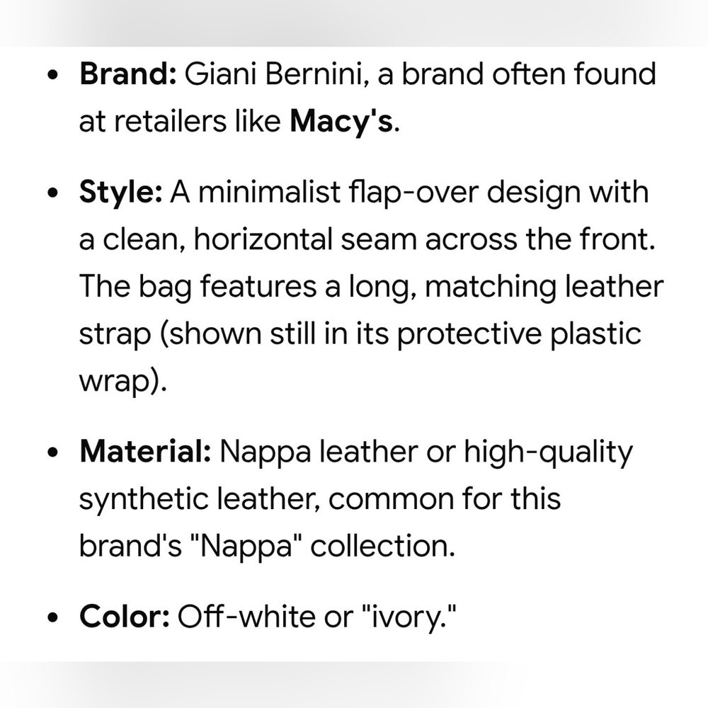 Gianni Bernini White Leather Crossbody Bag. Napa Collection - Picture 8 of 12